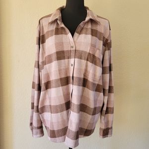MAURICES Mauve Plaid Button Down Flannel Size 2X